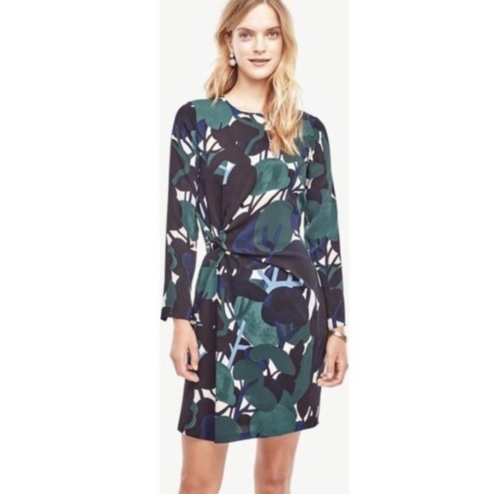NWT Ann Taylor Cypress Tree Print Knot Dress